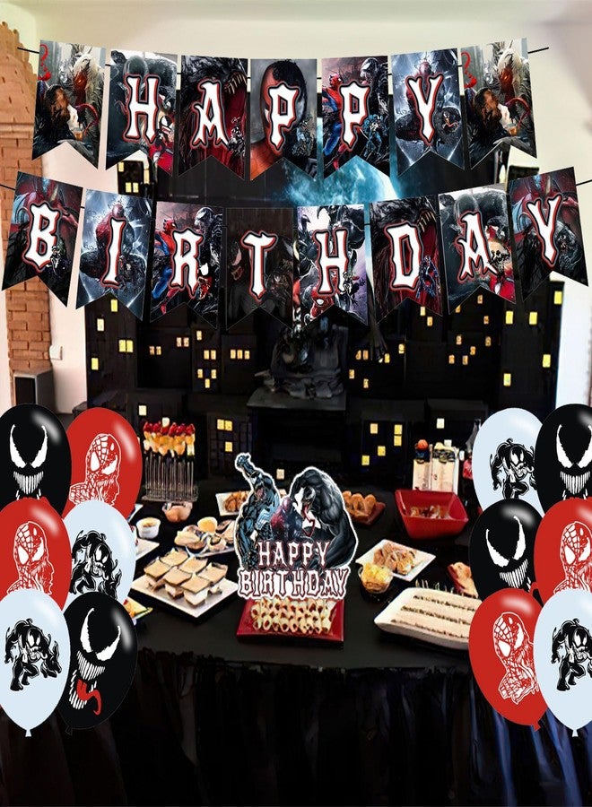 karg 𝘝𝘦𝘯𝘰𝘮 Birthday Decorations 𝘝𝘦𝘯𝘰𝘮 3 Party Supplies Include Happy Birthday Banner, Cake Topper and Cupcake Toppers, Balloons for Kids Party Decor - Image 4